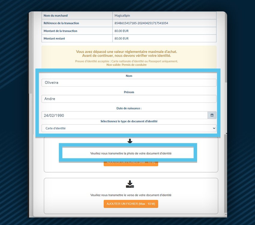 magical spin casino comment deposer cashlib etape 2