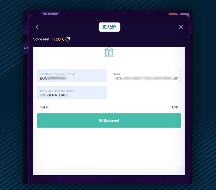 nova jackpot casino comment retirer virement etape 1