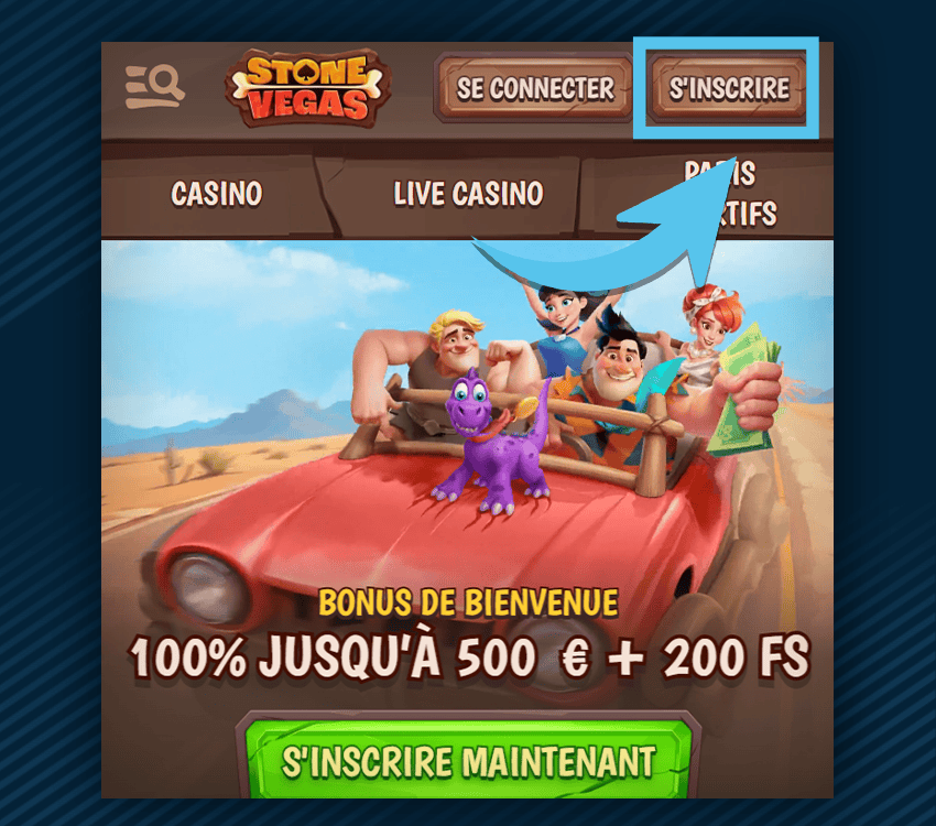 casino stone vegas comment s'inscrire etape 1