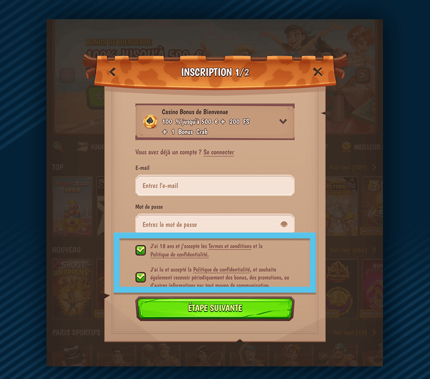 casino stone vegas comment s'inscrire etape 3