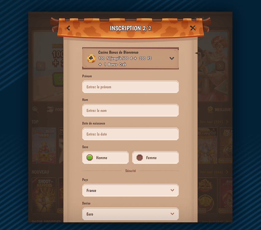 casino stone vegas comment s'inscrire etape 4
