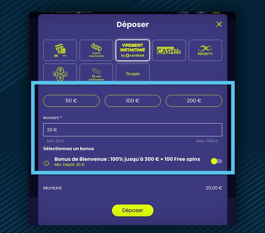 together casino comment deposer virement etape 1